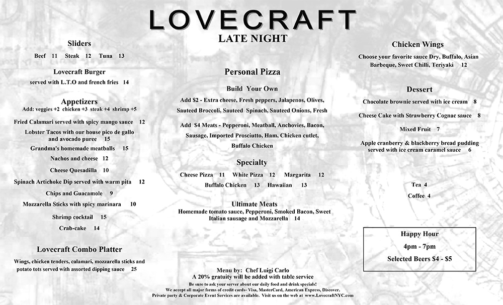 Lovecraft Menu